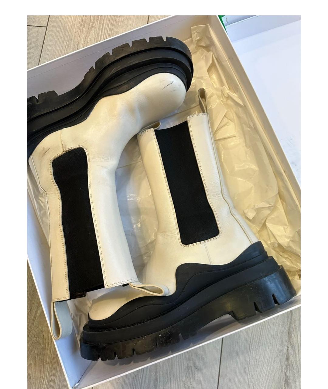 BOTTEGA VENETA Белые кожаные ботинки, фото 4