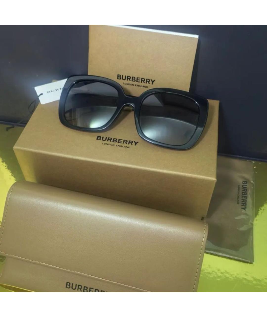 BURBERRY Черные пластиковые солнцезащитные очки, фото 2