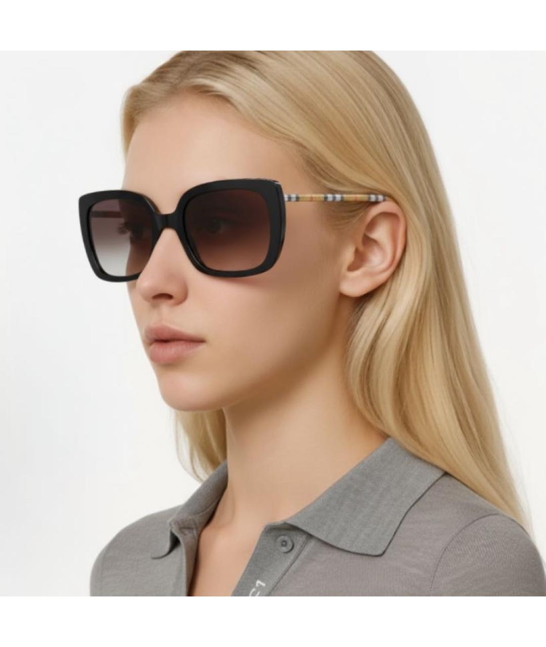 BURBERRY Черные пластиковые солнцезащитные очки, фото 3