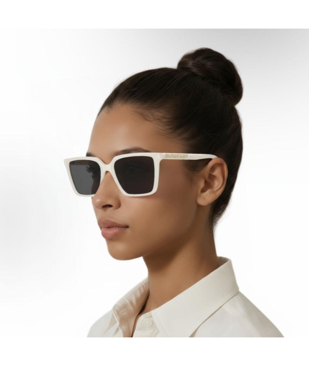 BURBERRY Белые пластиковые солнцезащитные очки, фото 3