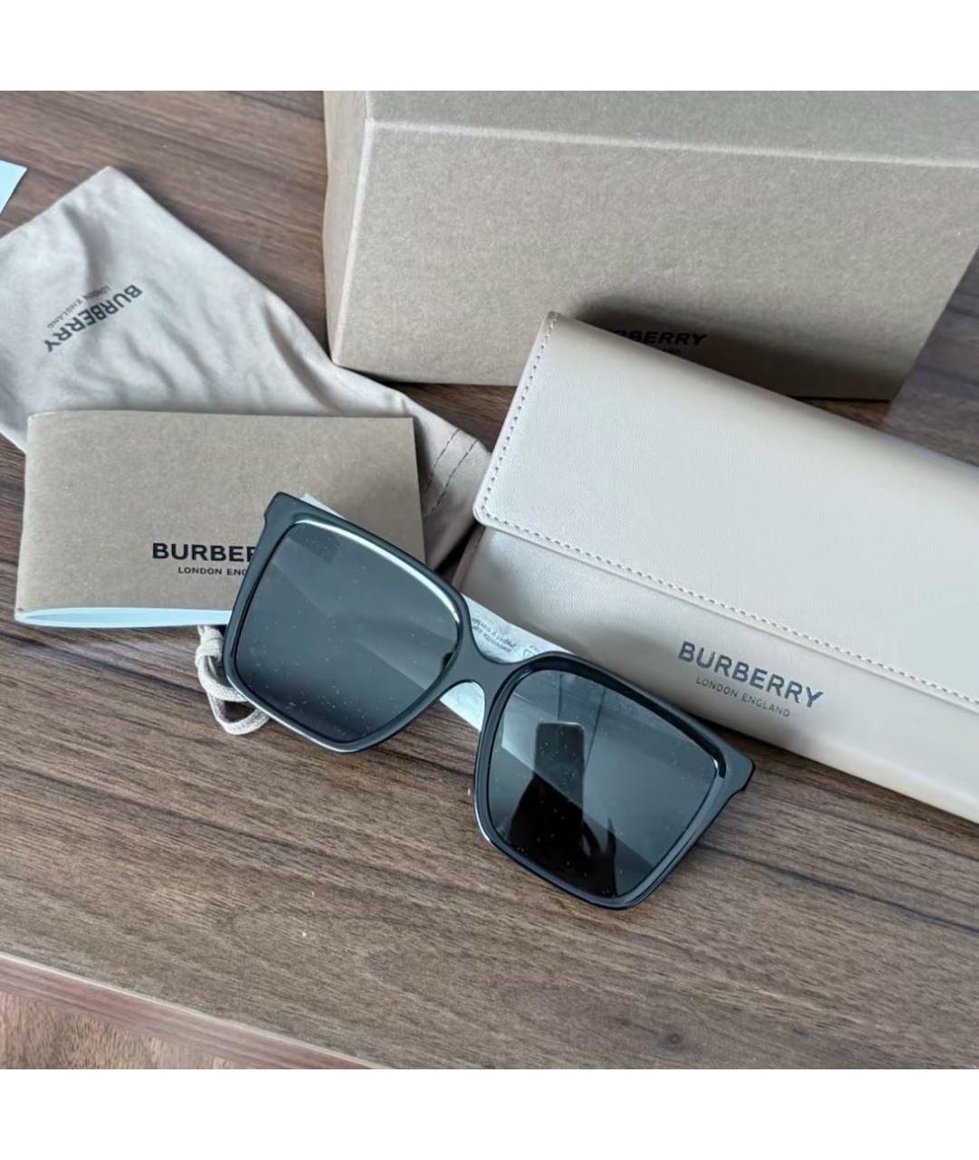 BURBERRY Черные пластиковые солнцезащитные очки, фото 2