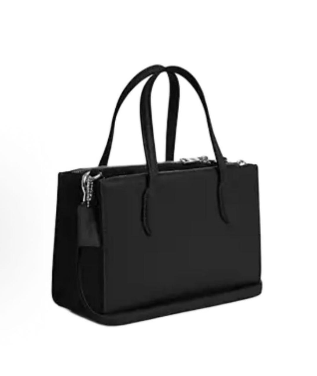 COACH Черная кожаная сумка с короткими ручками, фото 2