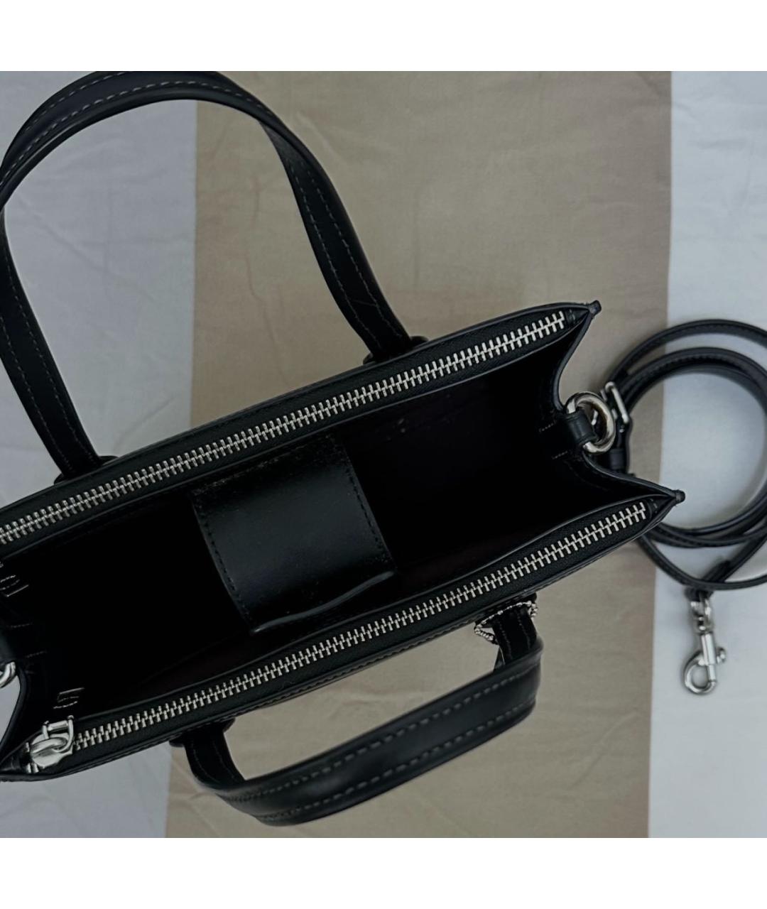 COACH Черная кожаная сумка с короткими ручками, фото 8