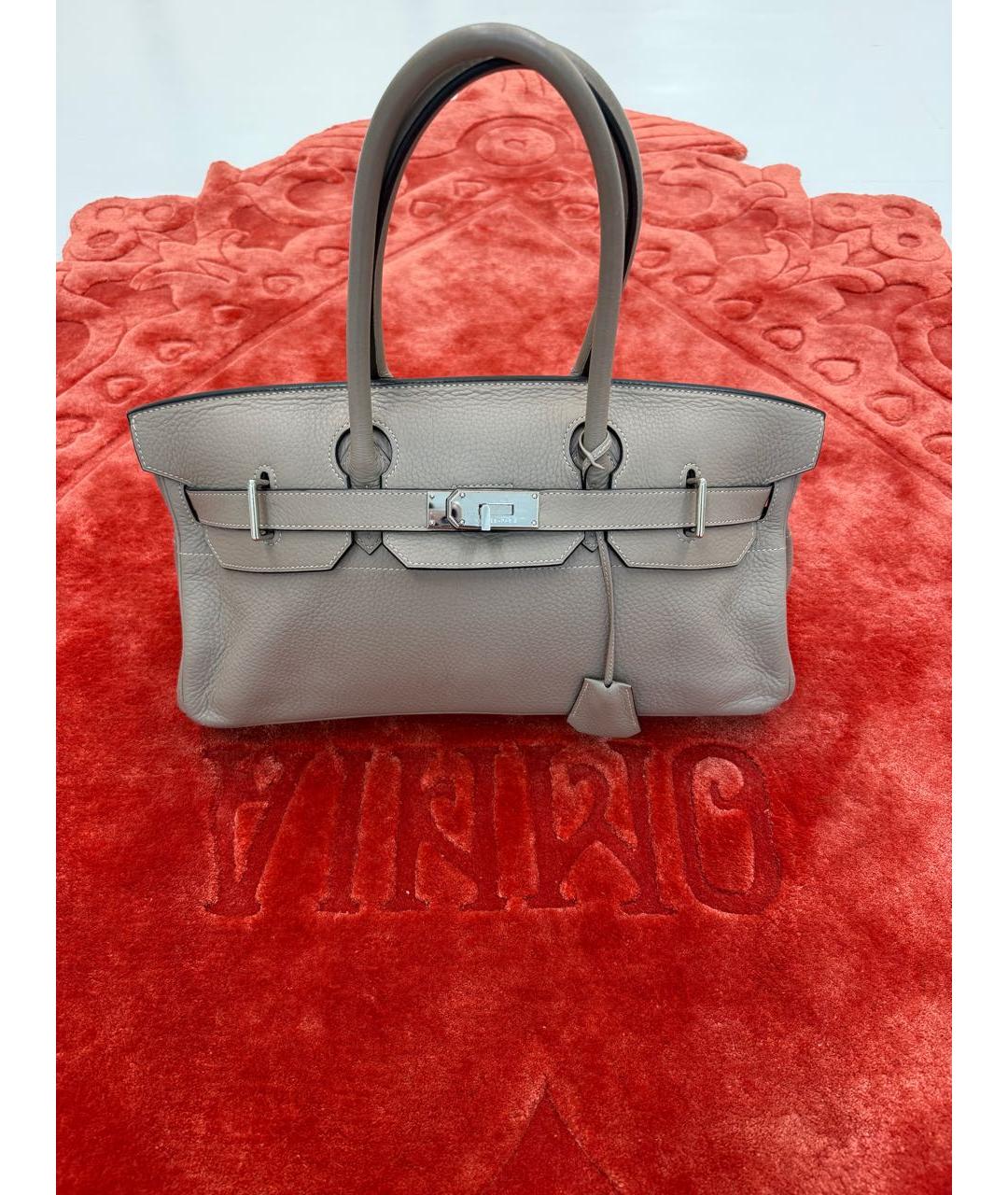 HERMES Бежевая кожаная сумка с короткими ручками, фото 9