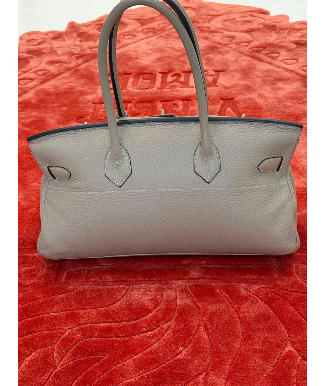 HERMES Бежевая кожаная сумка с короткими ручками, фото 3