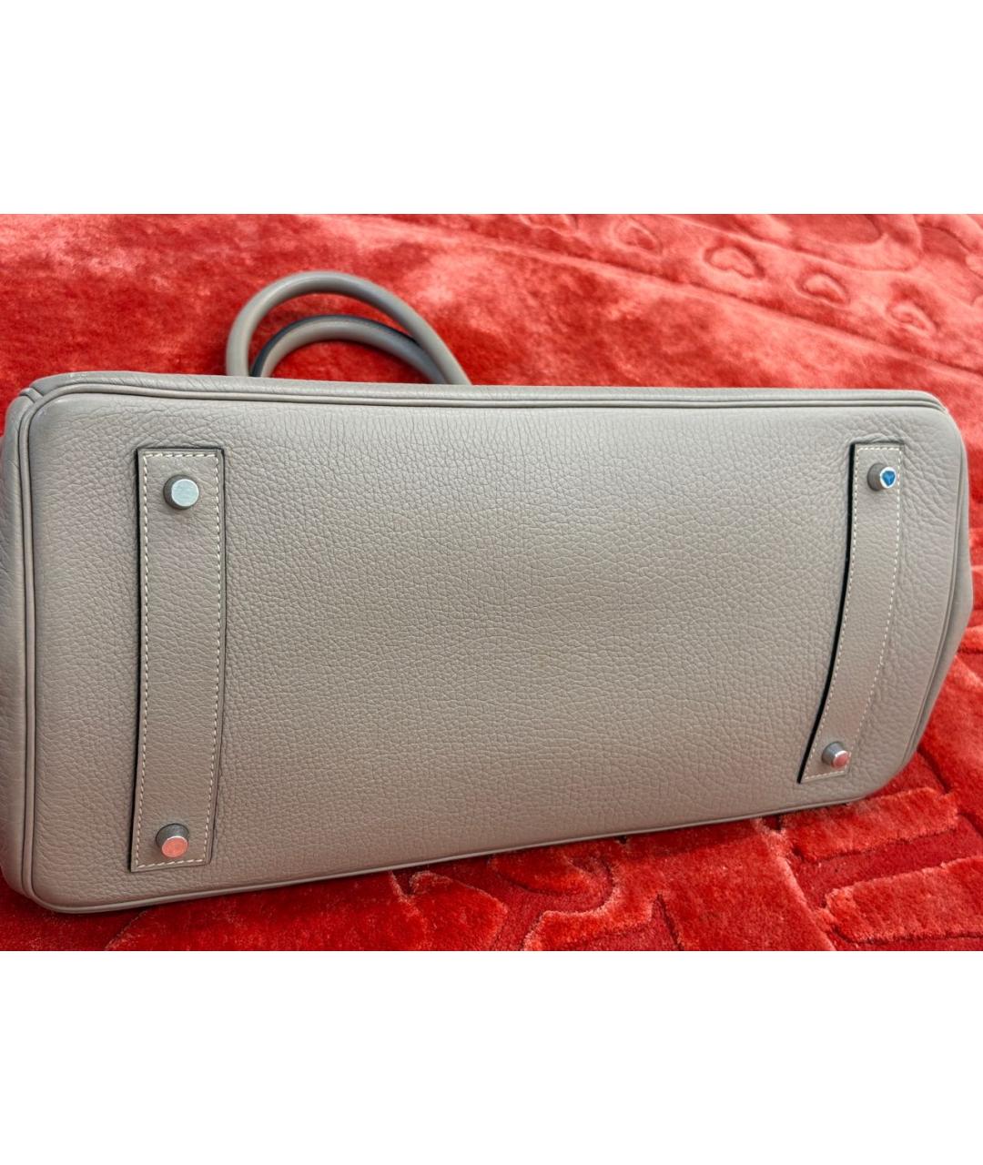 HERMES Бежевая кожаная сумка с короткими ручками, фото 8