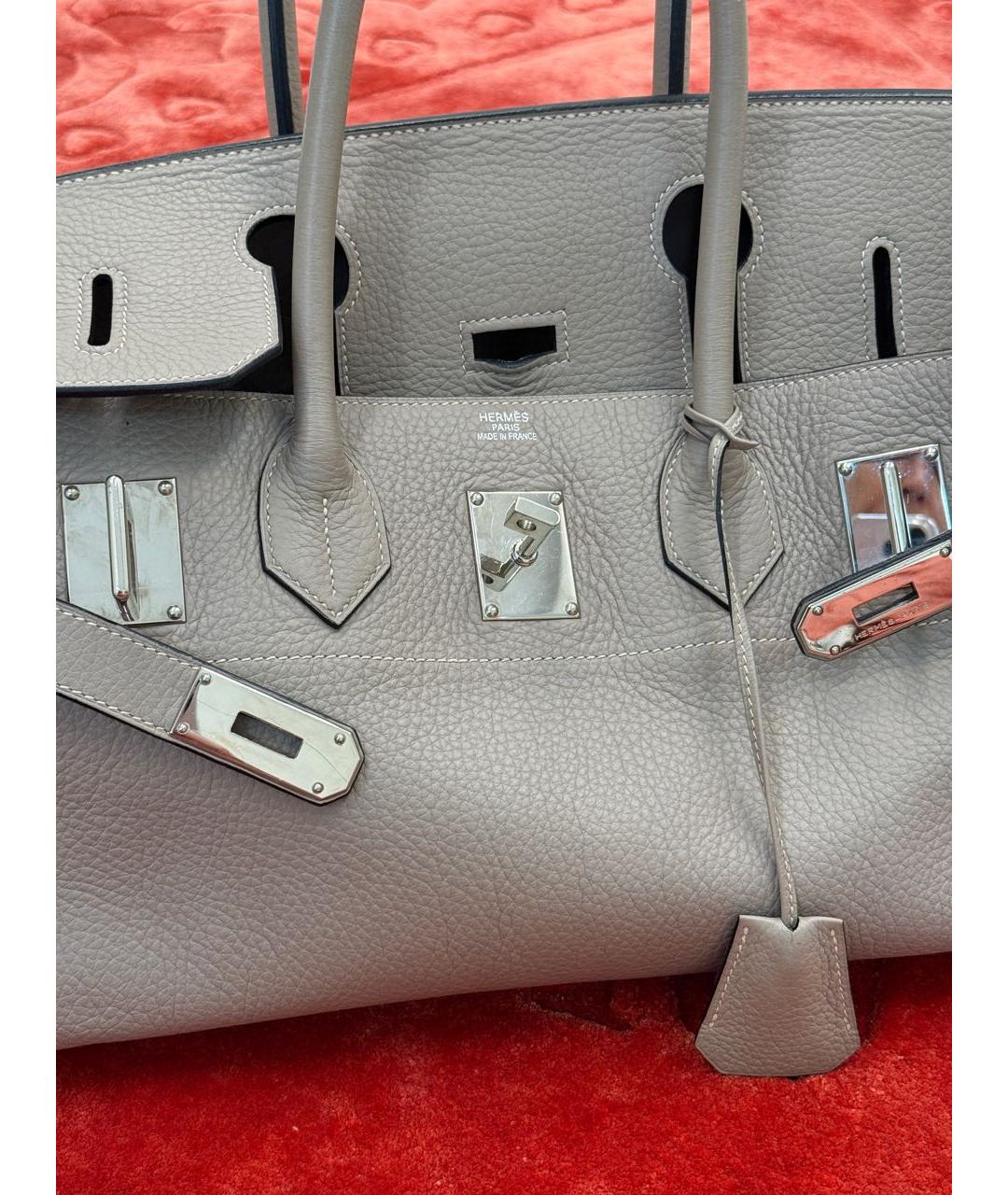 HERMES Бежевая кожаная сумка с короткими ручками, фото 6