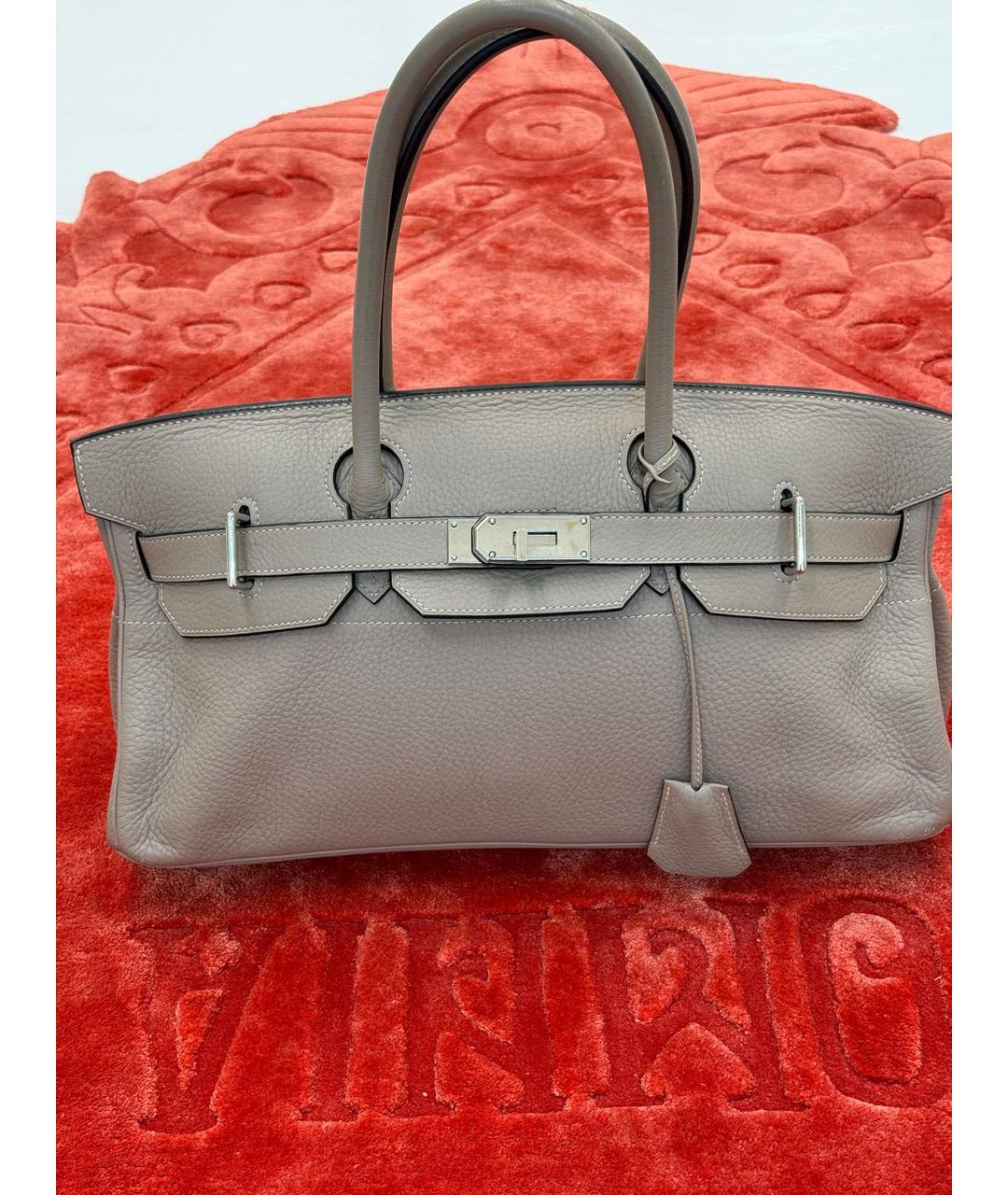 HERMES Бежевая кожаная сумка с короткими ручками, фото 7