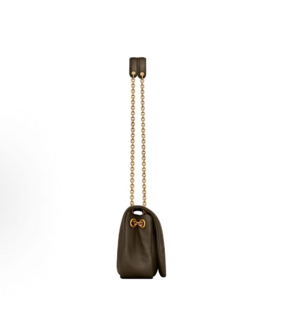 SAINT LAURENT Хаки кожаная сумка через плечо, фото 7