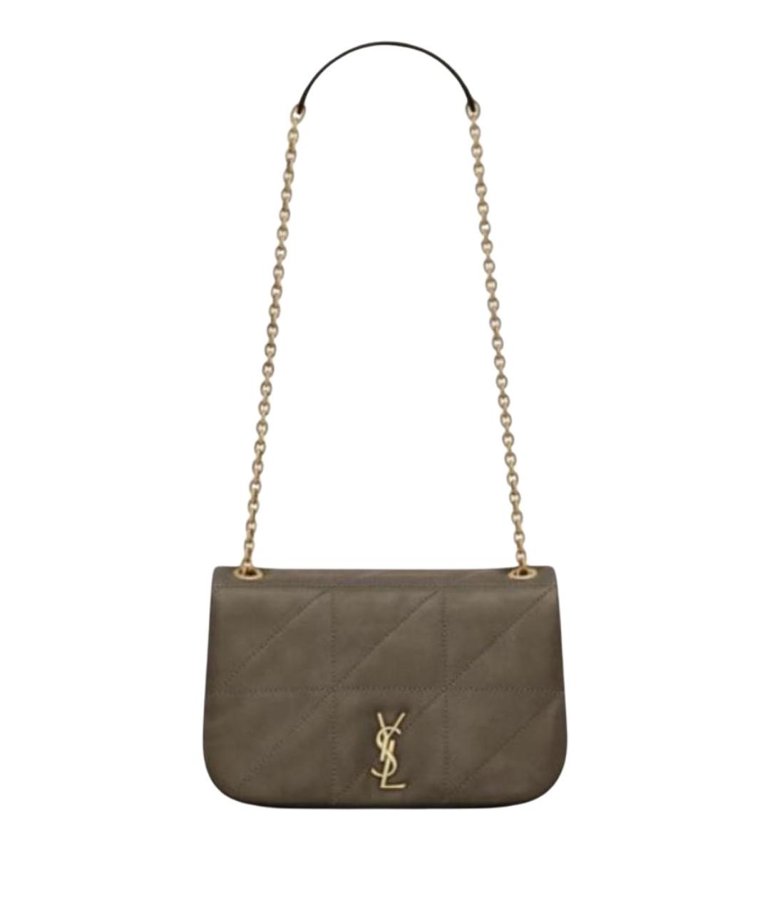 SAINT LAURENT Хаки кожаная сумка через плечо, фото 1