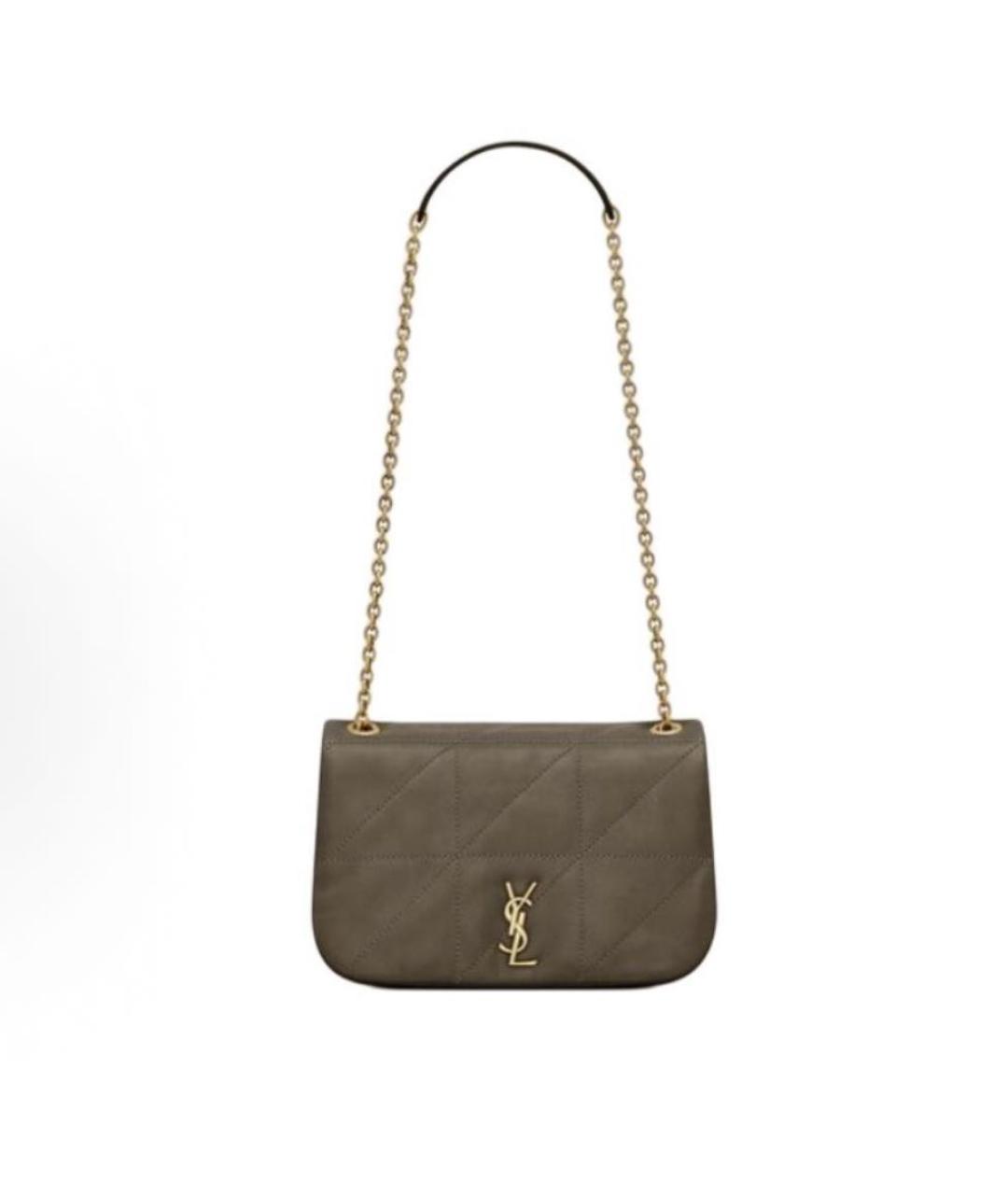 SAINT LAURENT Хаки кожаная сумка через плечо, фото 9