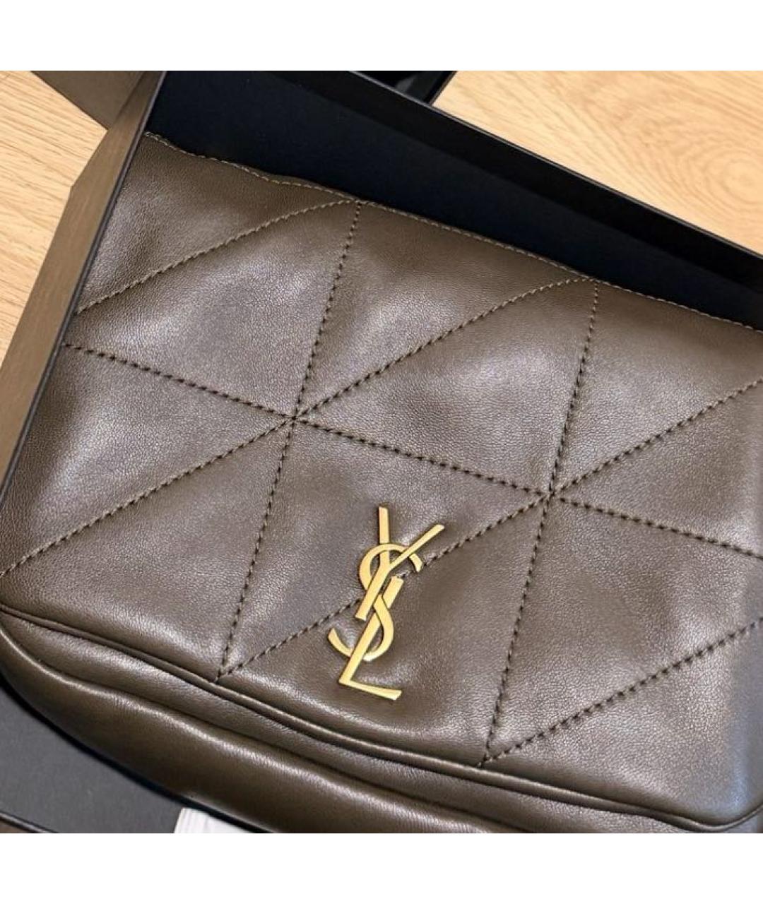 SAINT LAURENT Хаки кожаная сумка через плечо, фото 3