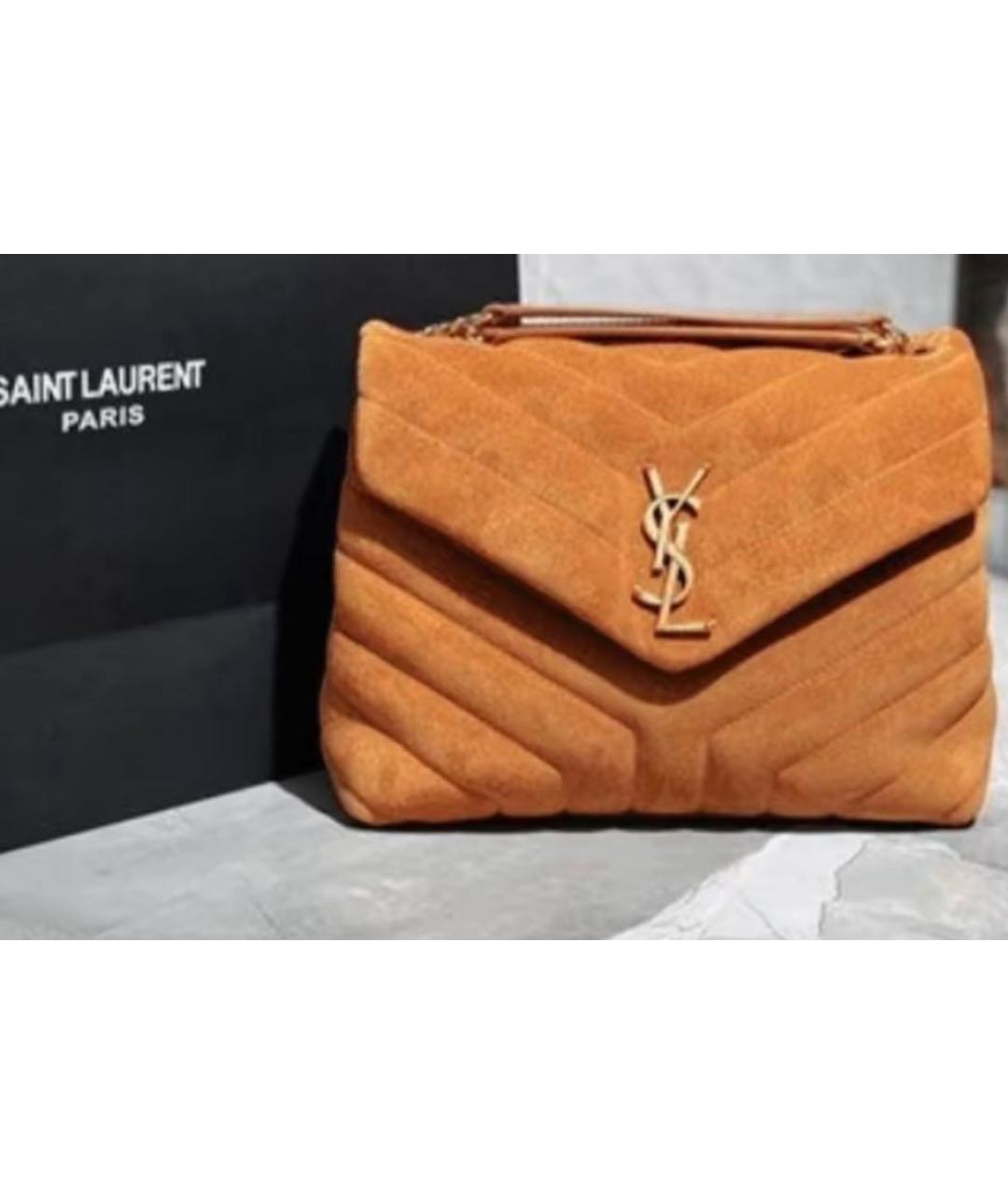 SAINT LAURENT Коричневая замшевая сумка через плечо, фото 6