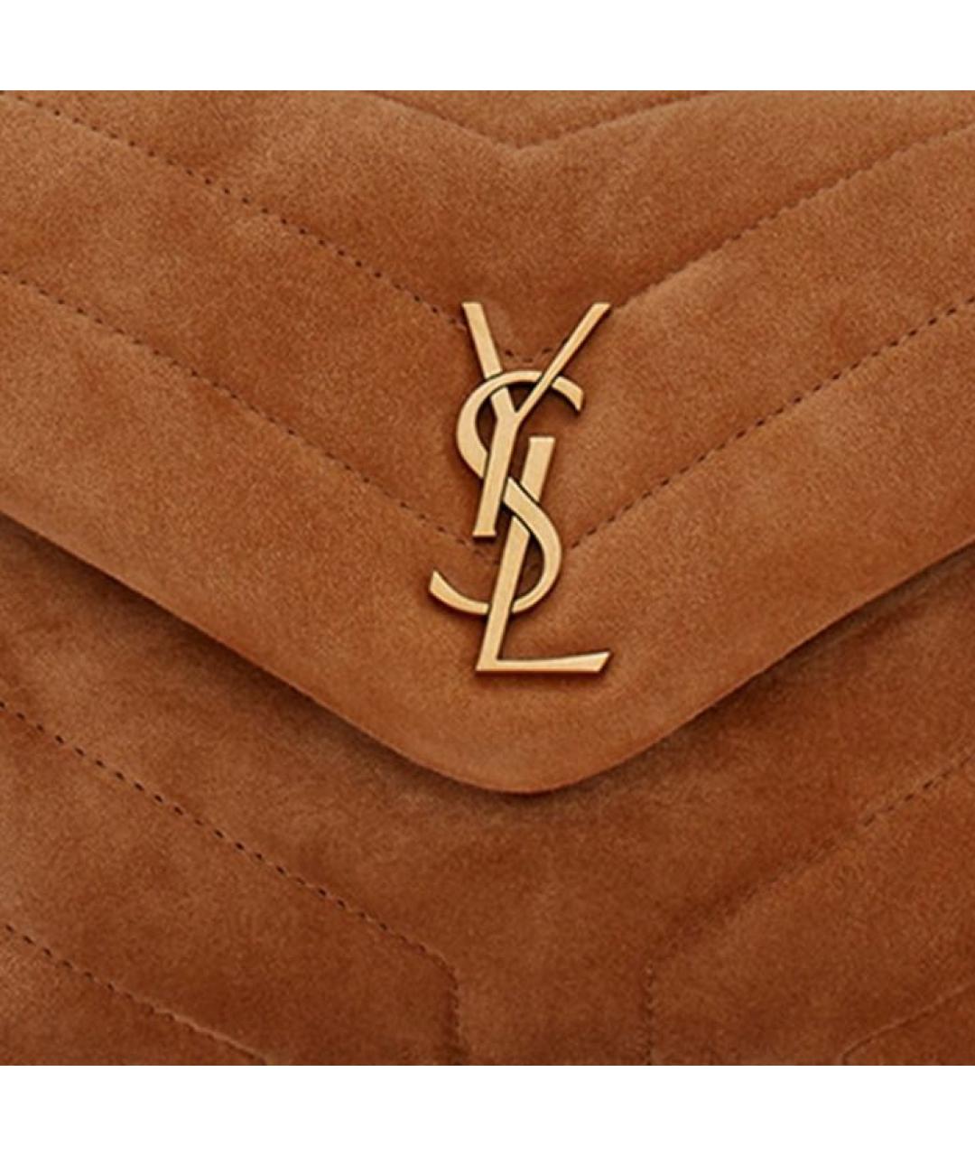 SAINT LAURENT Коричневая замшевая сумка через плечо, фото 5