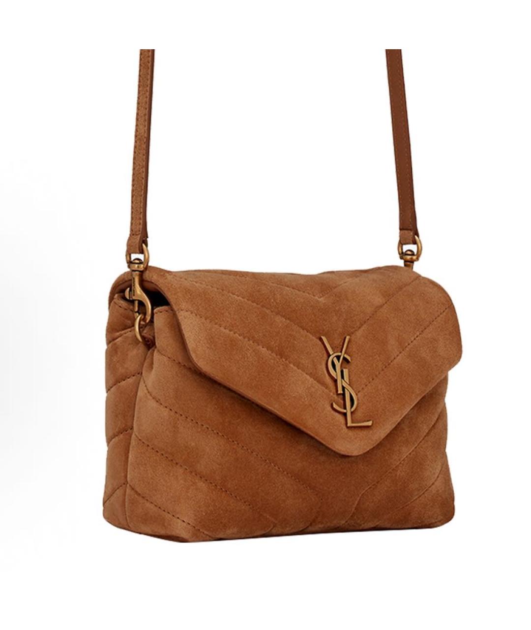 SAINT LAURENT Коричневая замшевая сумка через плечо, фото 2