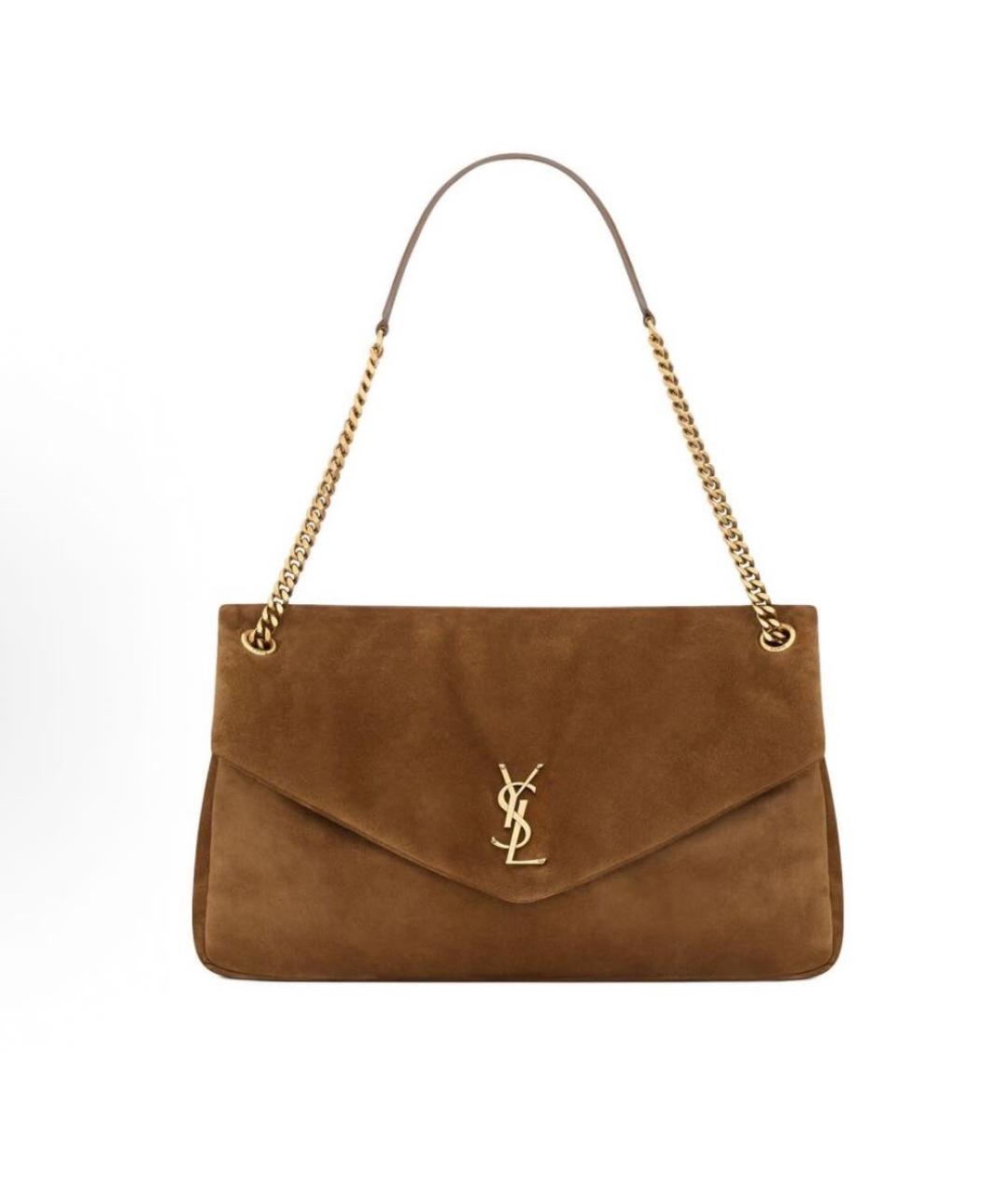 SAINT LAURENT Коричневая замшевая сумка через плечо, фото 1