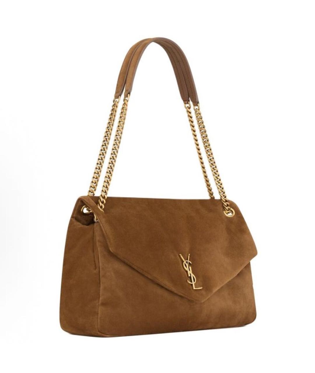 SAINT LAURENT Коричневая замшевая сумка через плечо, фото 4