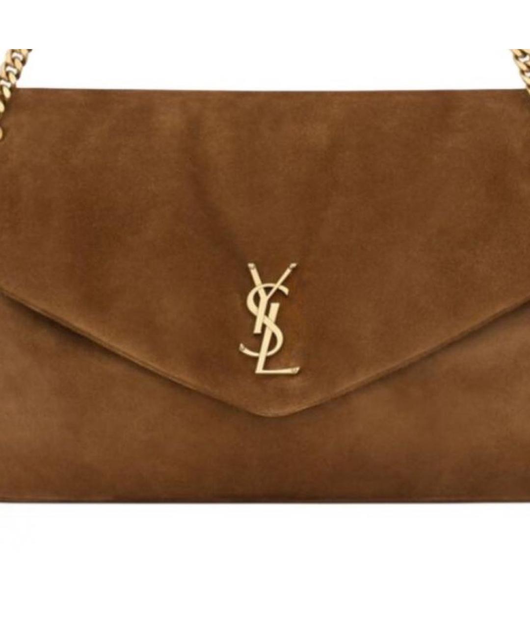SAINT LAURENT Коричневая замшевая сумка через плечо, фото 5