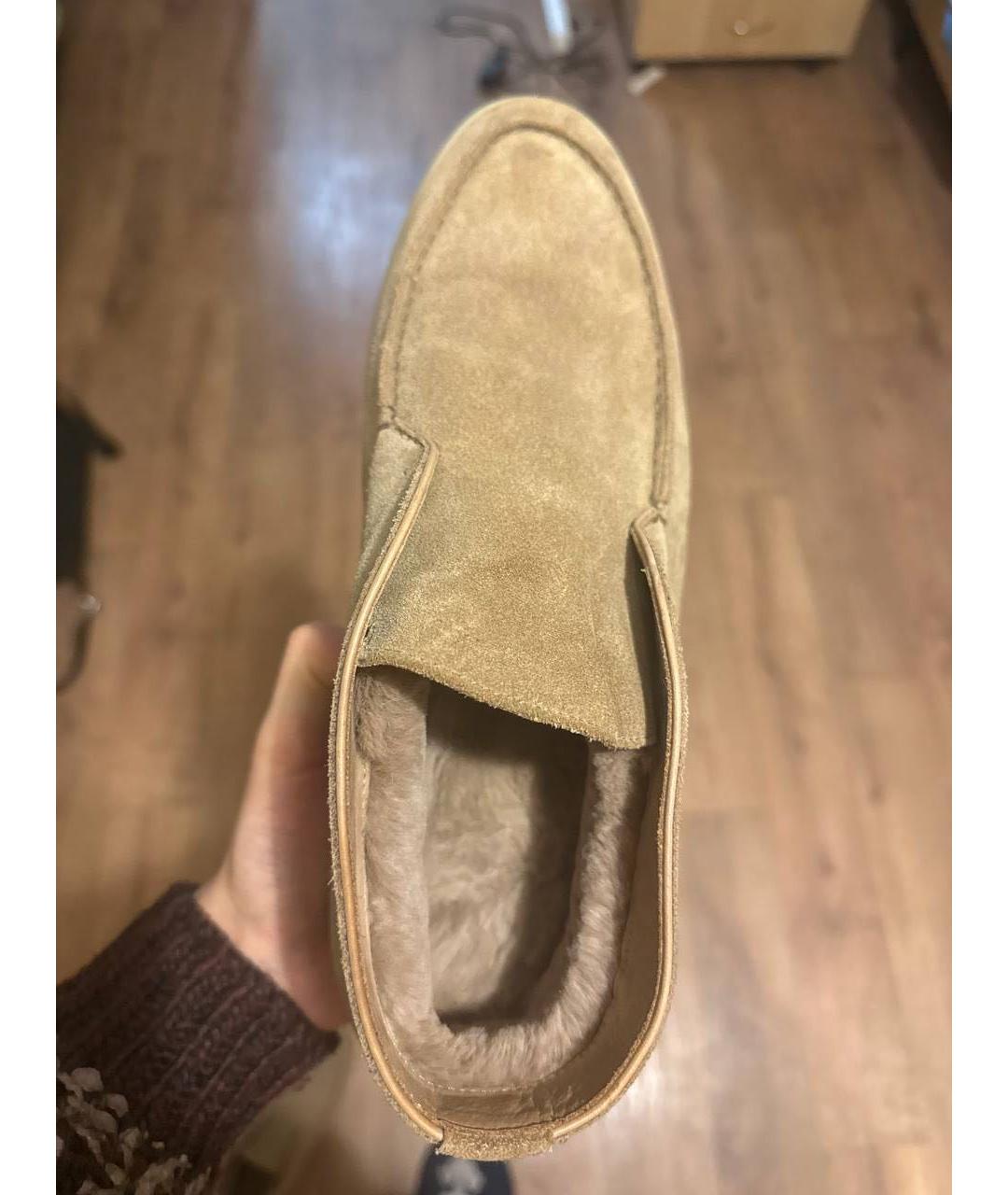 LORO PIANA Бежевые замшевые лоферы, фото 3