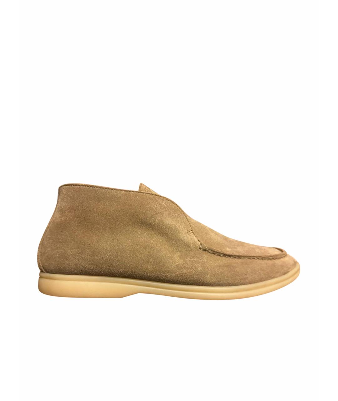 LORO PIANA Бежевые замшевые лоферы, фото 1