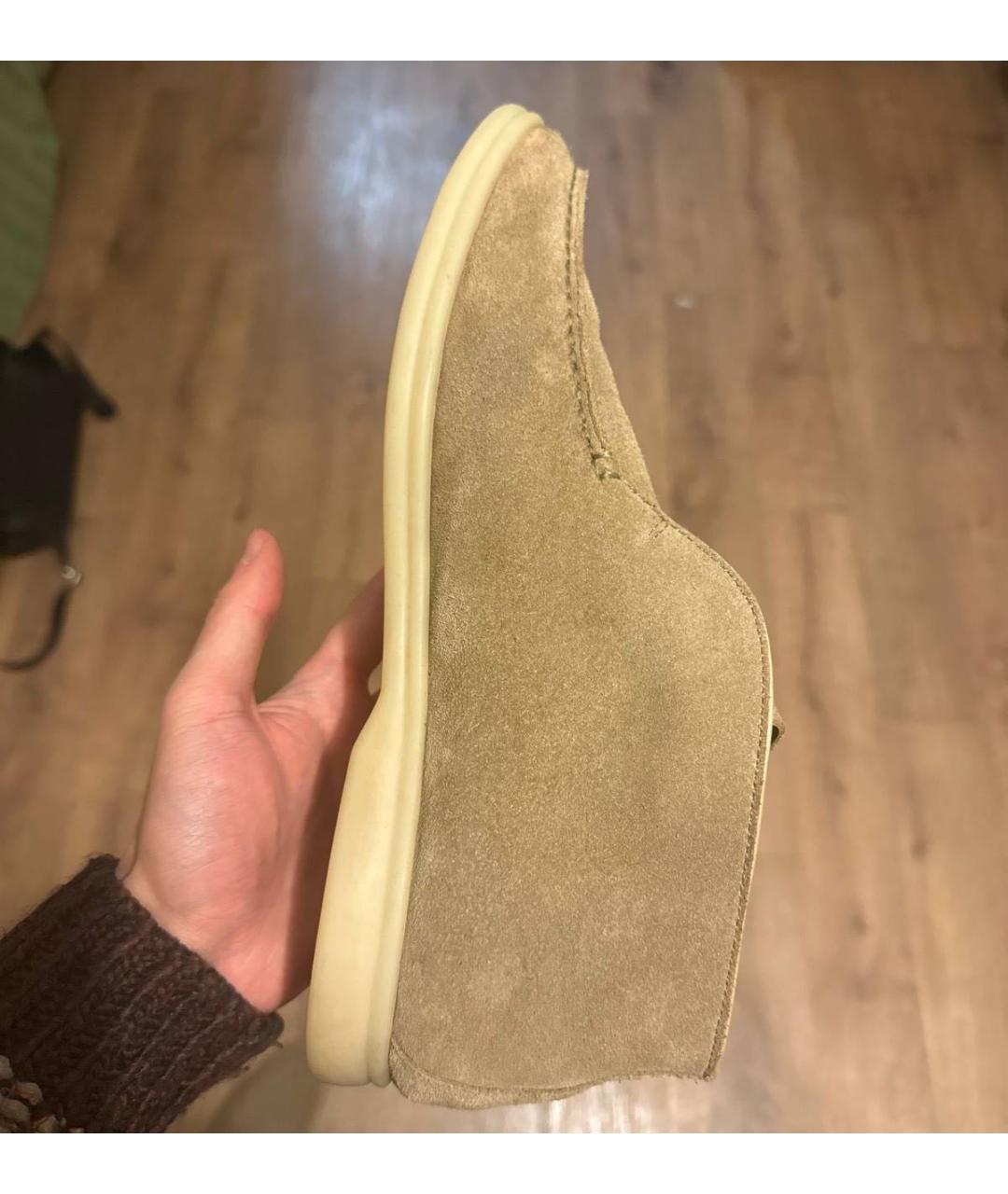 LORO PIANA Бежевые замшевые лоферы, фото 4