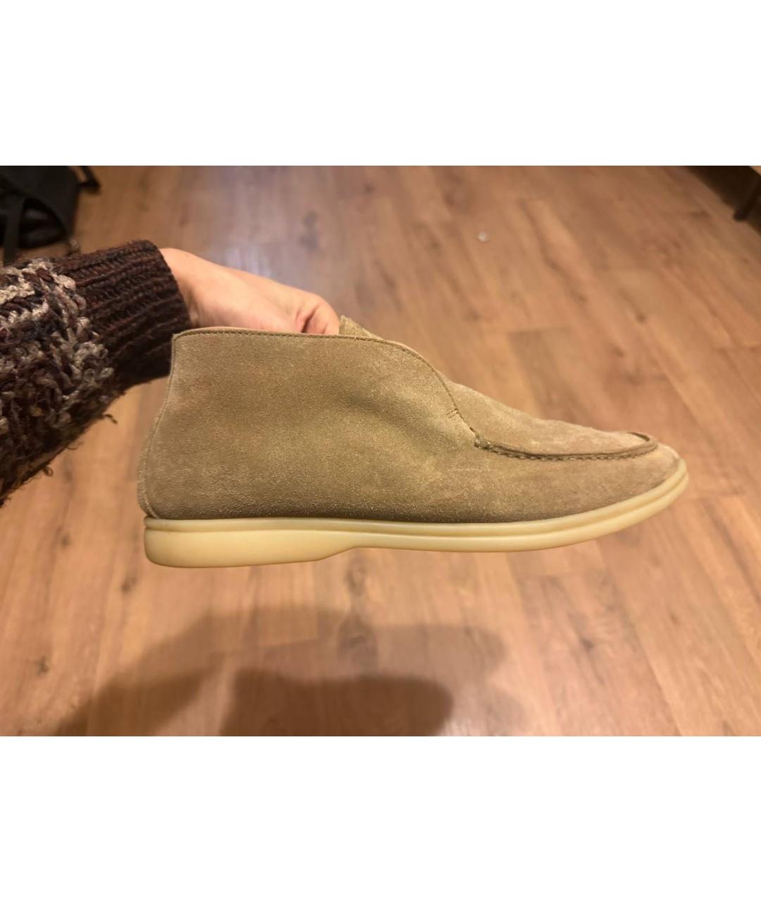 LORO PIANA Бежевые замшевые лоферы, фото 6