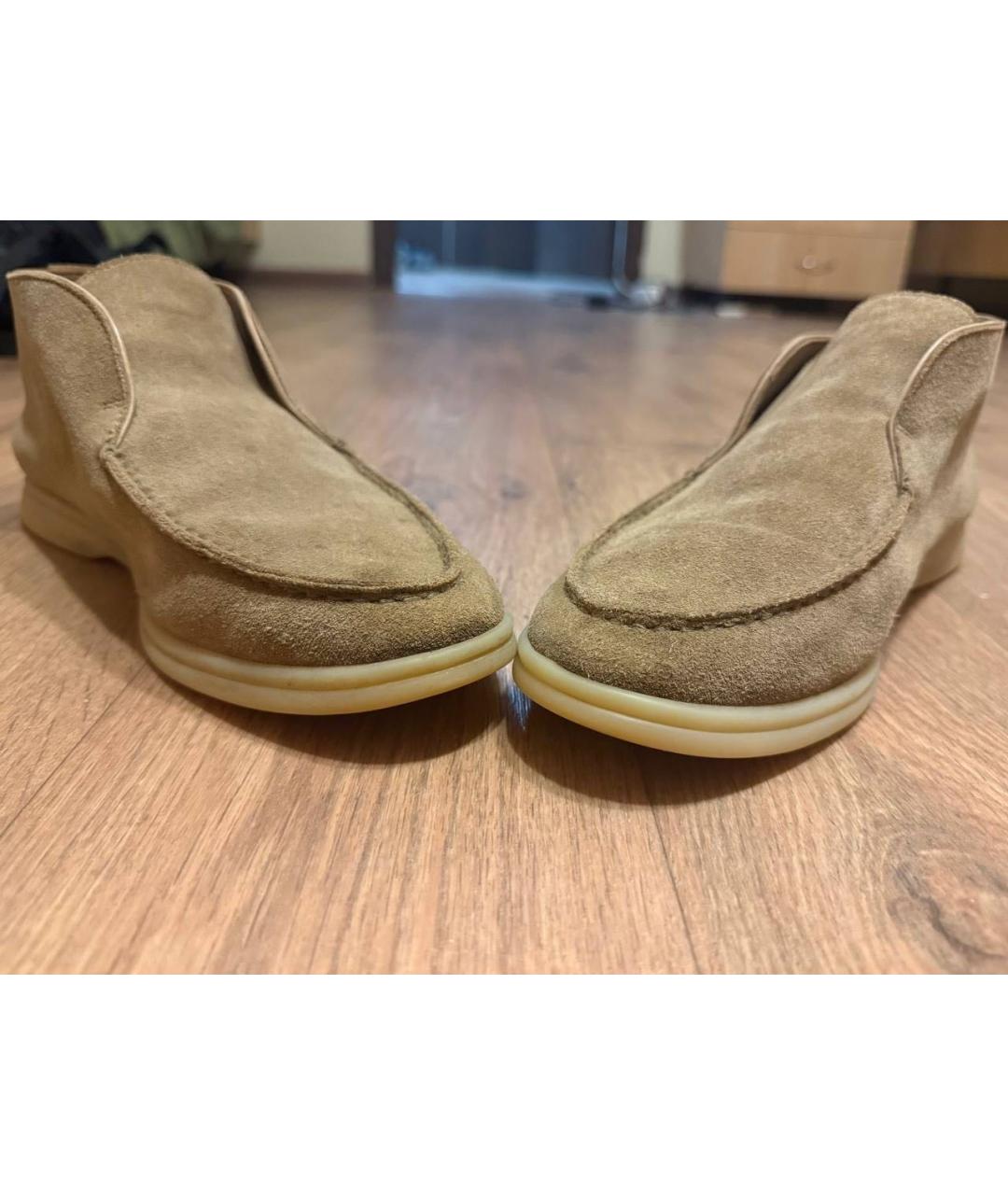 LORO PIANA Бежевые замшевые лоферы, фото 2