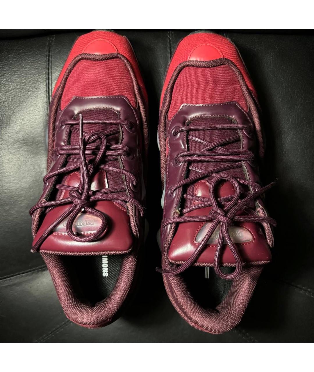 ADIDAS X RAF SIMONS Бордовые текстильные низкие кроссовки / кеды, фото 7