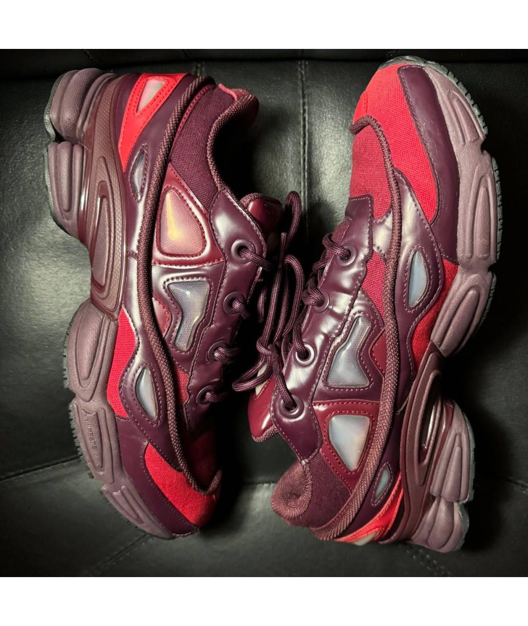 ADIDAS X RAF SIMONS Бордовые текстильные низкие кроссовки / кеды, фото 4