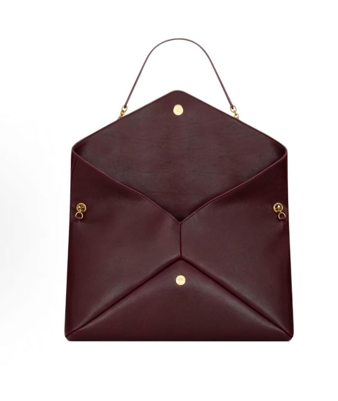 SAINT LAURENT Бордовая кожаная сумка через плечо, фото 5
