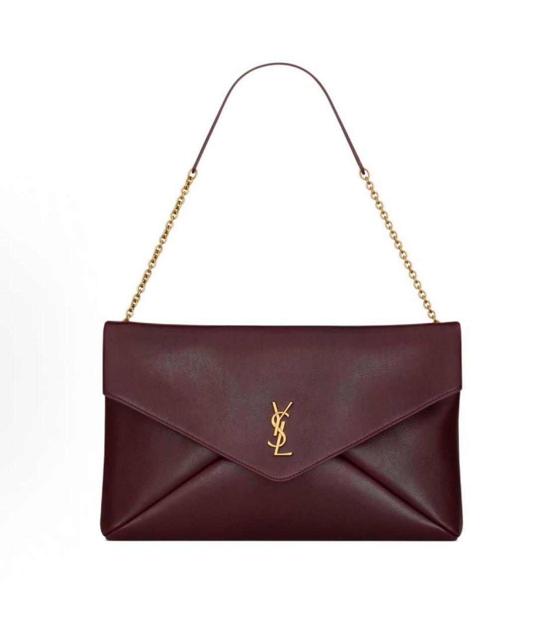 SAINT LAURENT Бордовая кожаная сумка через плечо, фото 1