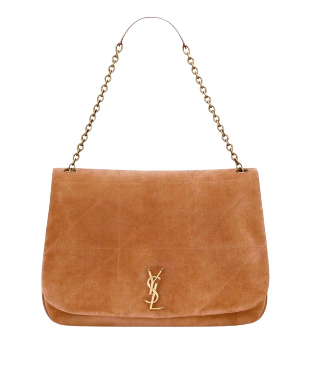 SAINT LAURENT Коричневая замшевая сумка через плечо, фото 1