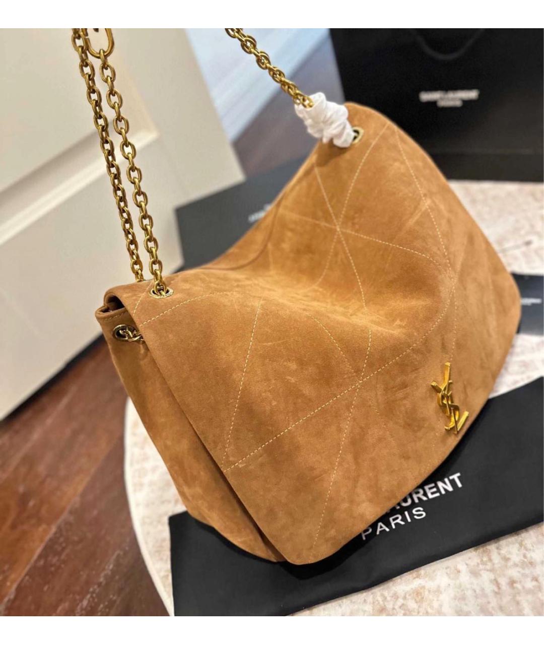 SAINT LAURENT Коричневая замшевая сумка через плечо, фото 4