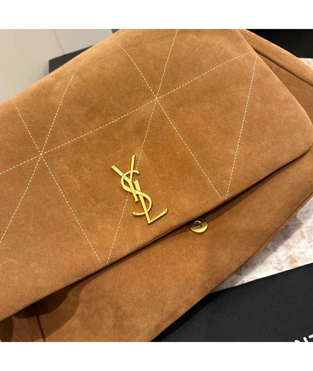 SAINT LAURENT Коричневая замшевая сумка через плечо, фото 5