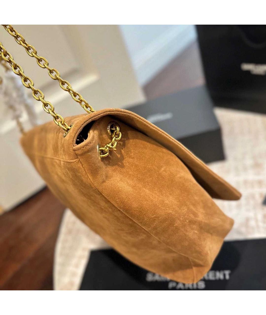 SAINT LAURENT Коричневая замшевая сумка через плечо, фото 6