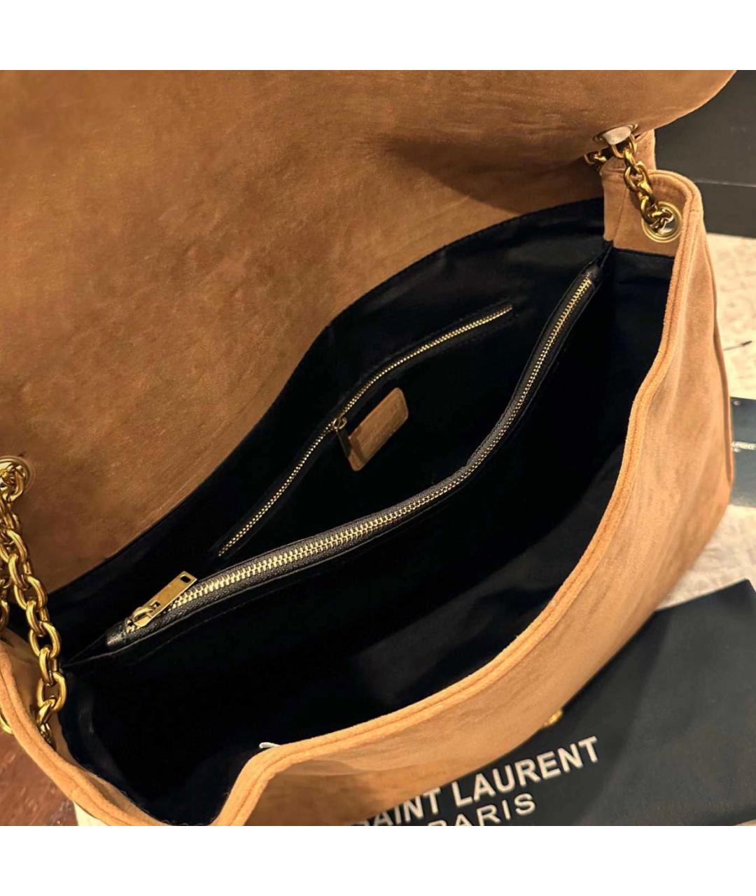 SAINT LAURENT Коричневая замшевая сумка через плечо, фото 2