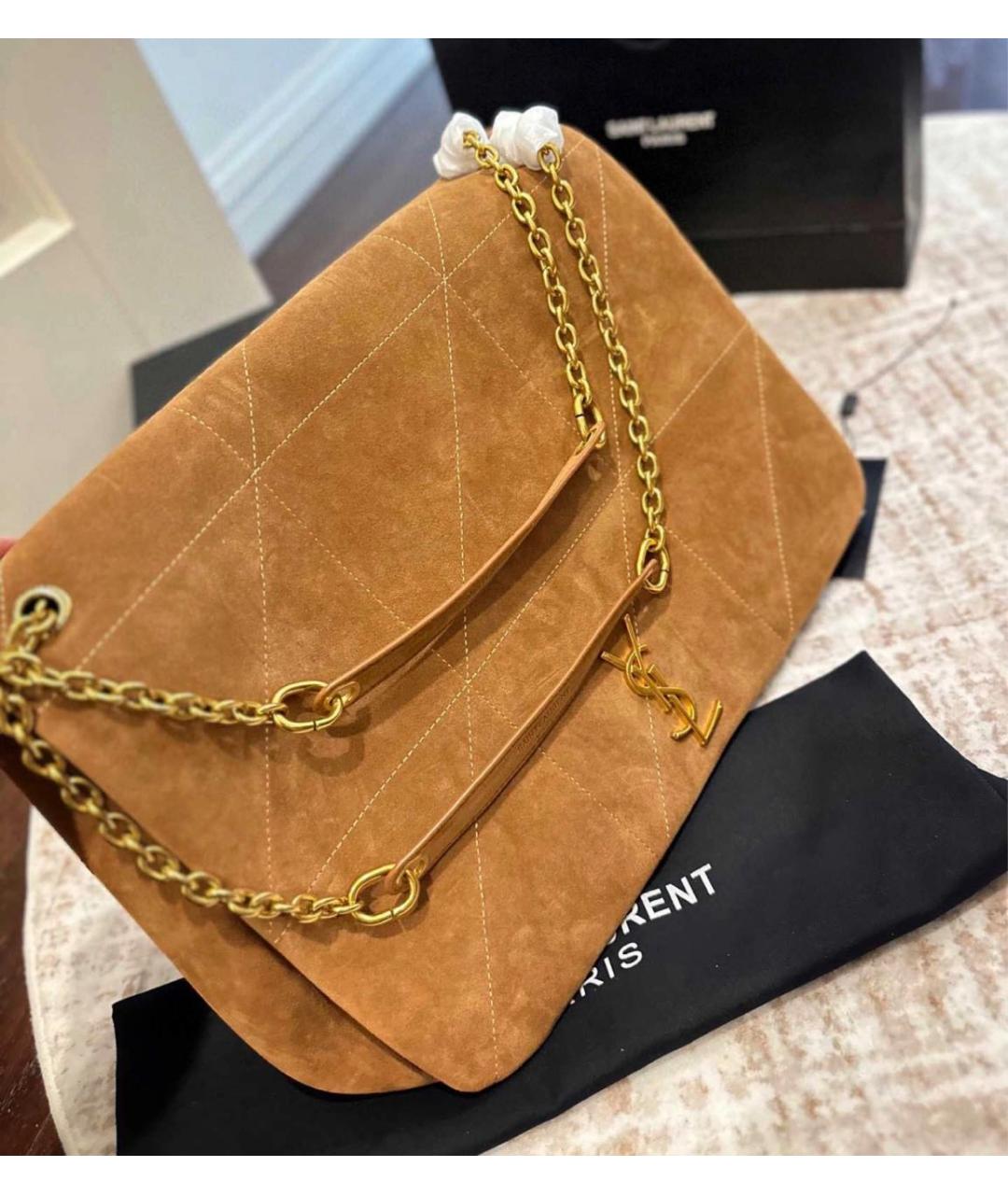 SAINT LAURENT Коричневая замшевая сумка через плечо, фото 3