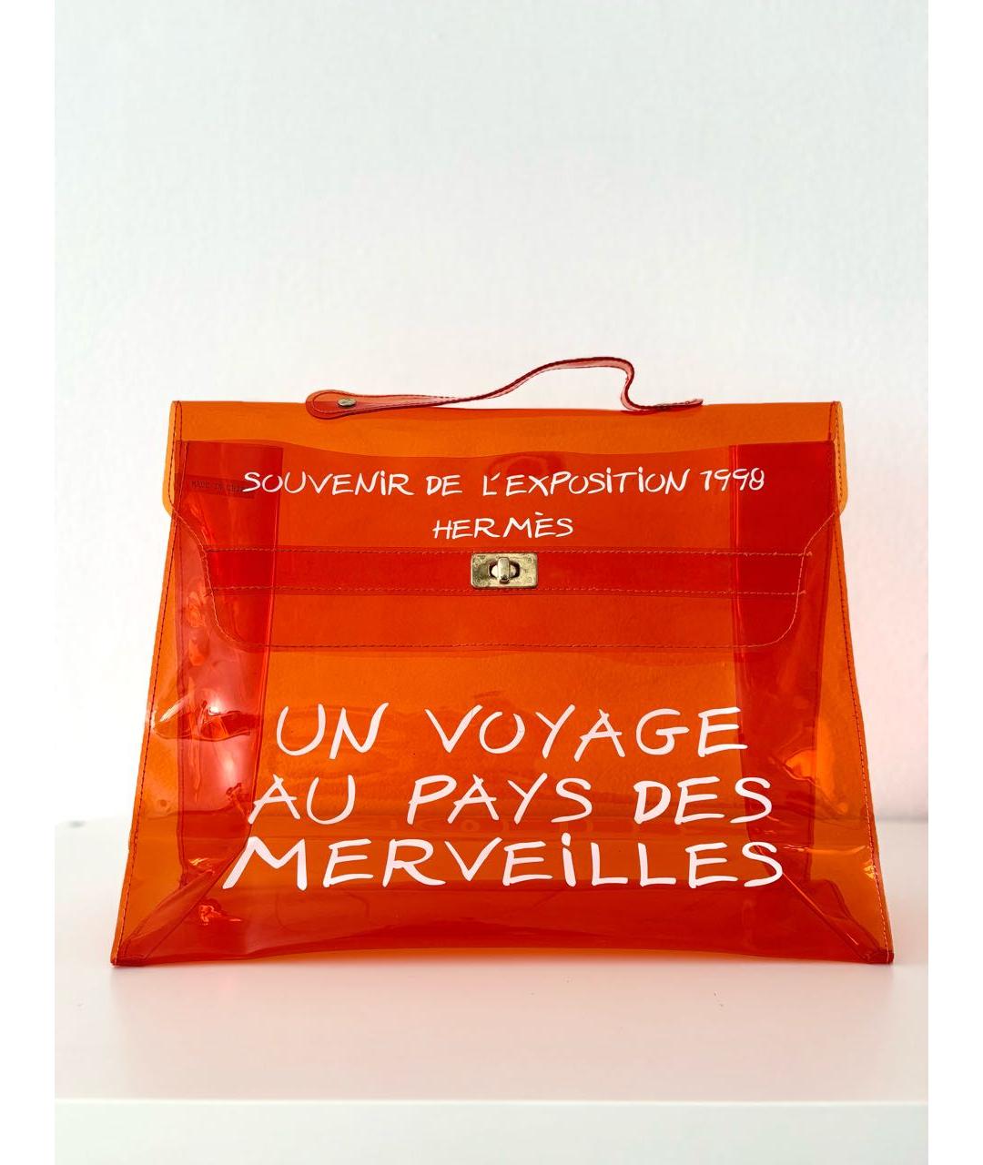 HERMES Оранжевая сумка с короткими ручками, фото 5