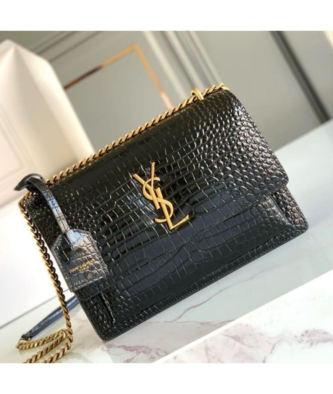 SAINT LAURENT Черная кожаная сумка через плечо, фото 5