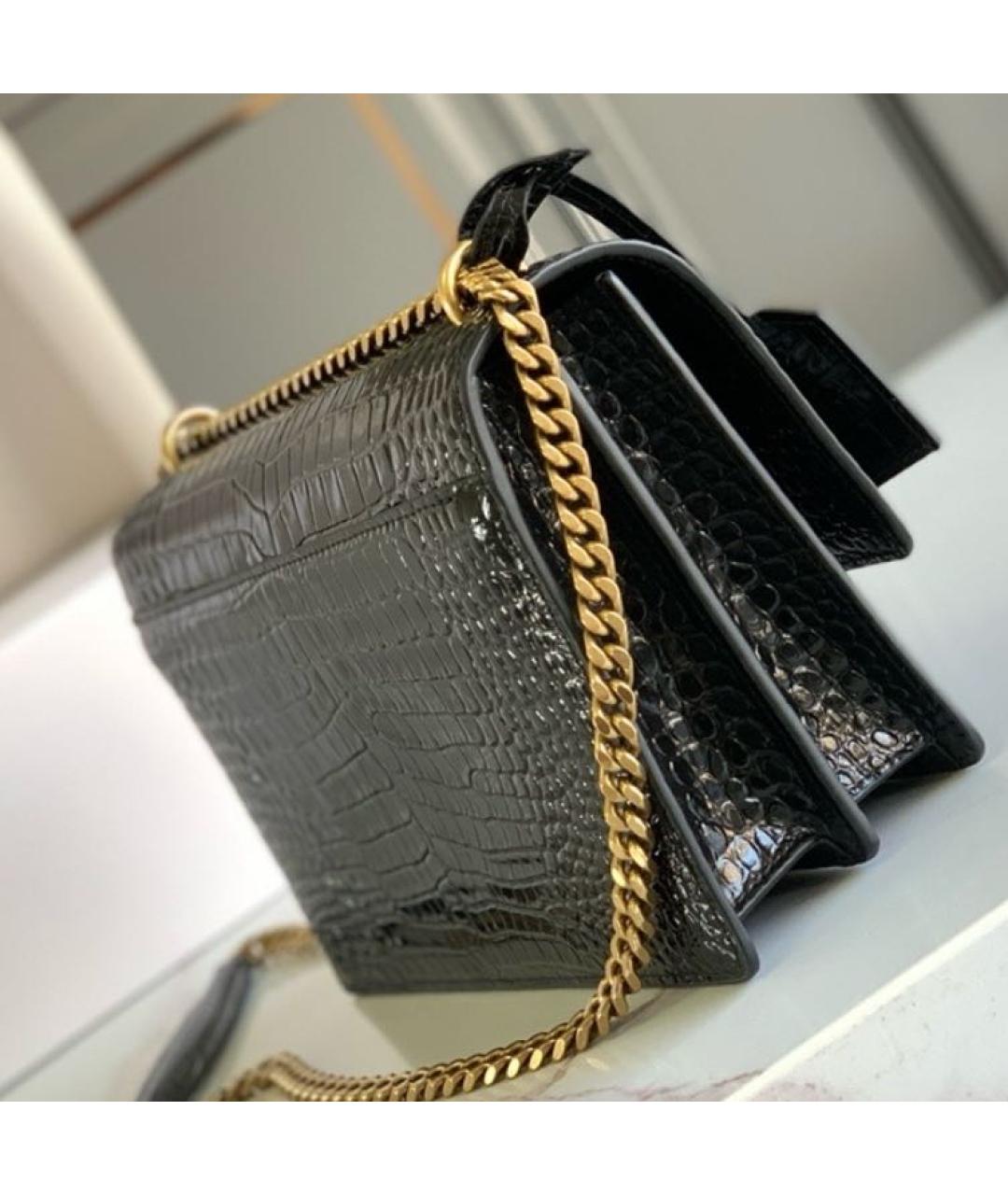 SAINT LAURENT Черная кожаная сумка через плечо, фото 7