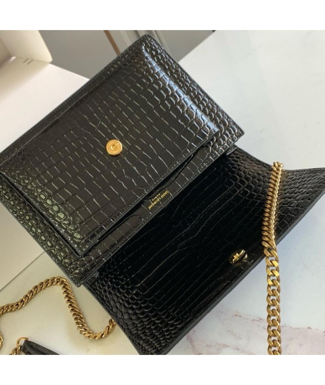 SAINT LAURENT Черная кожаная сумка через плечо, фото 6