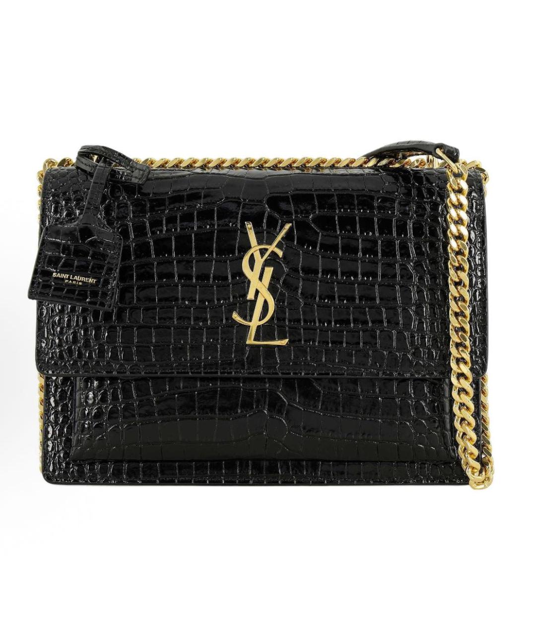 SAINT LAURENT Черная кожаная сумка через плечо, фото 2