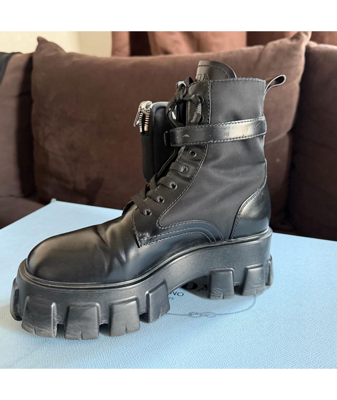 PRADA Черные кожаные ботинки, фото 7