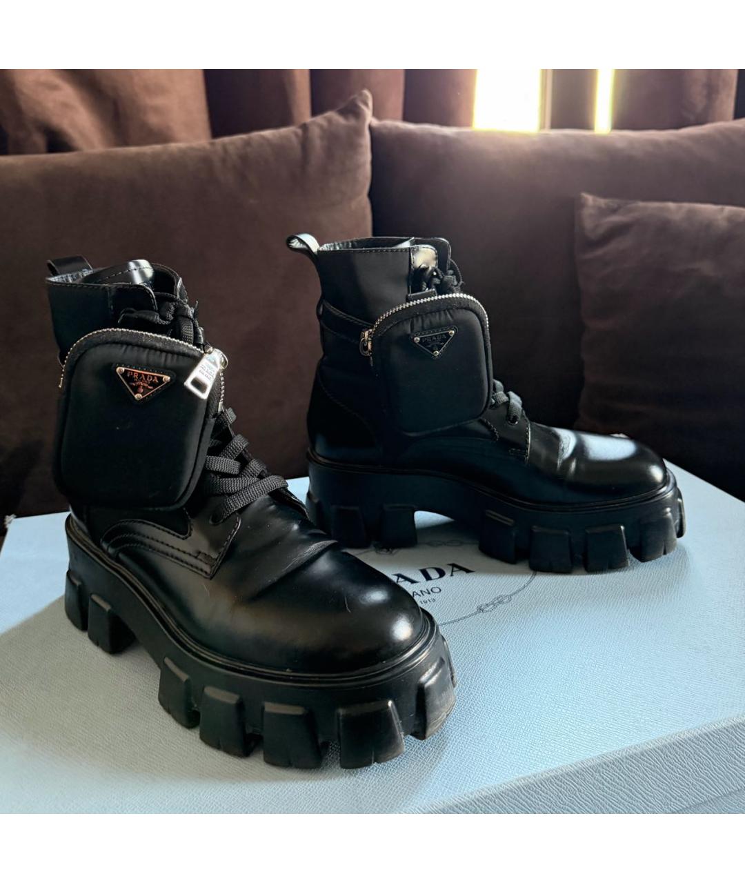 PRADA Черные кожаные ботинки, фото 3