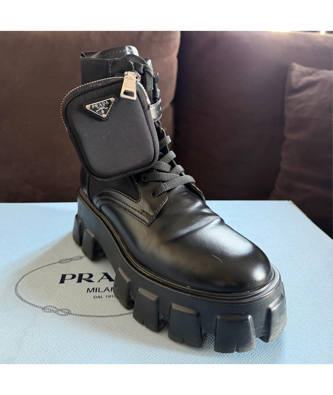 PRADA Черные кожаные ботинки, фото 5