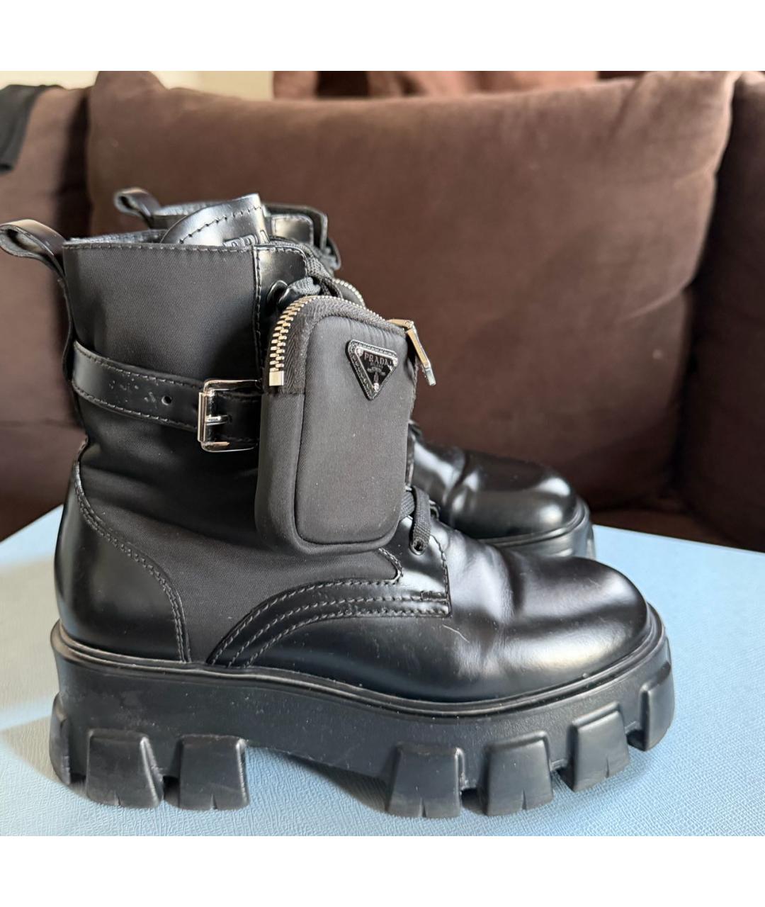 PRADA Черные кожаные ботинки, фото 4