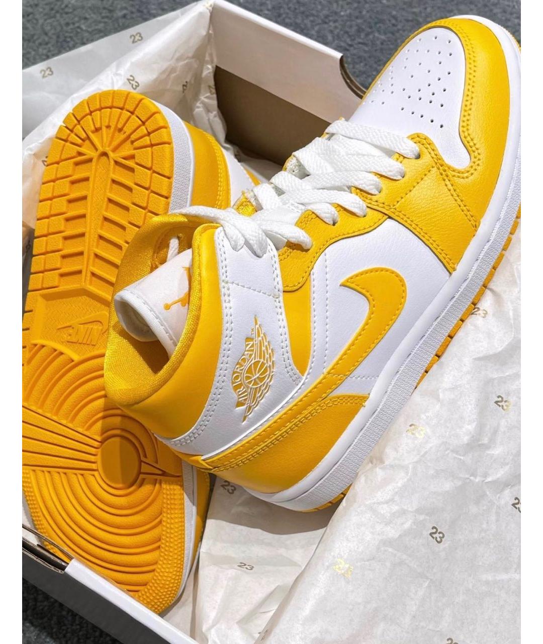 JORDAN Оранжевое кожаные кроссовки, фото 2