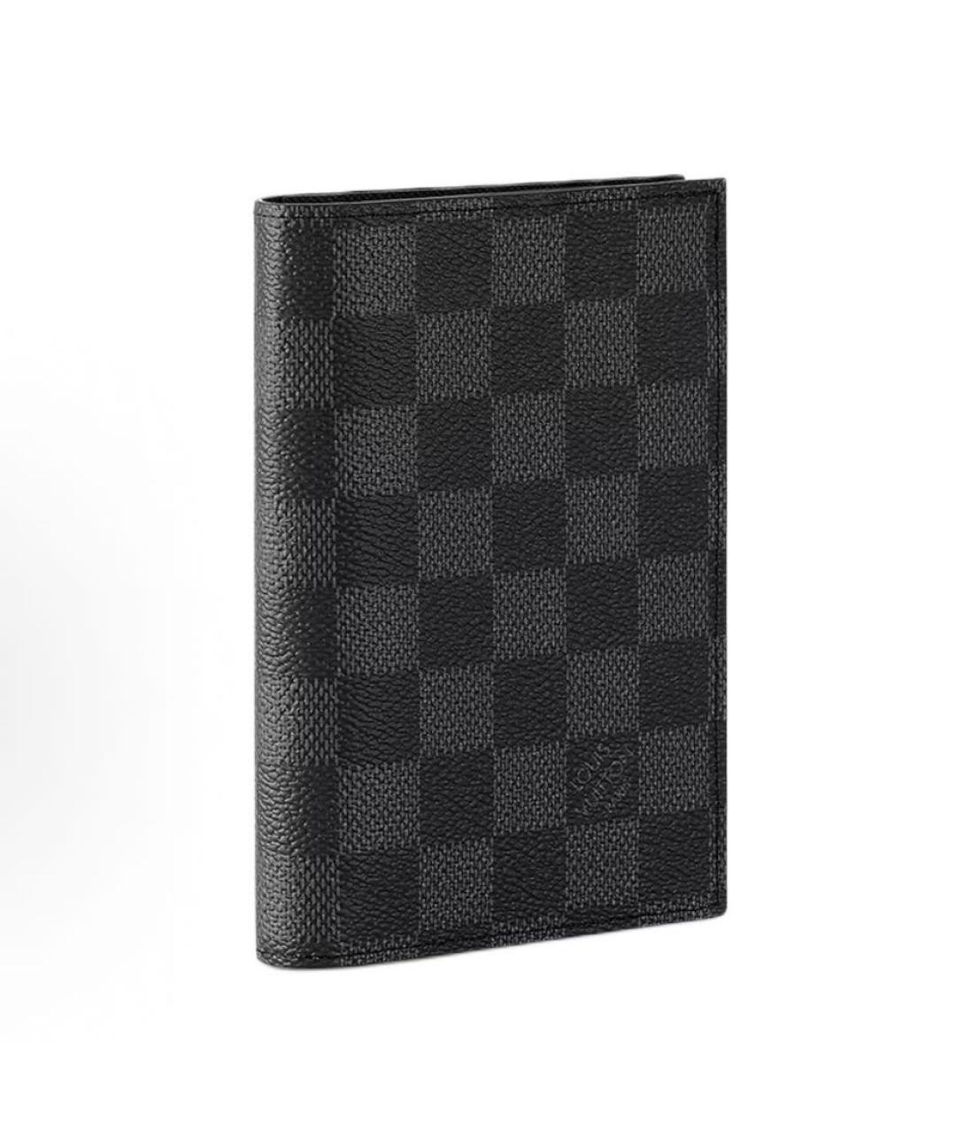 LOUIS VUITTON Антрацитовый кожаный кошелек, фото 2