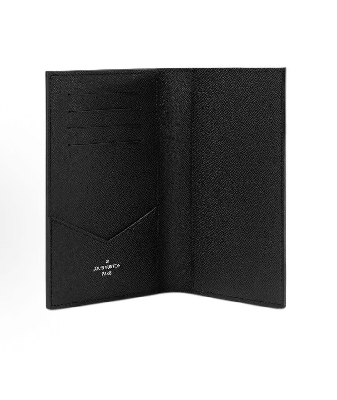 LOUIS VUITTON Антрацитовый кожаный кошелек, фото 4
