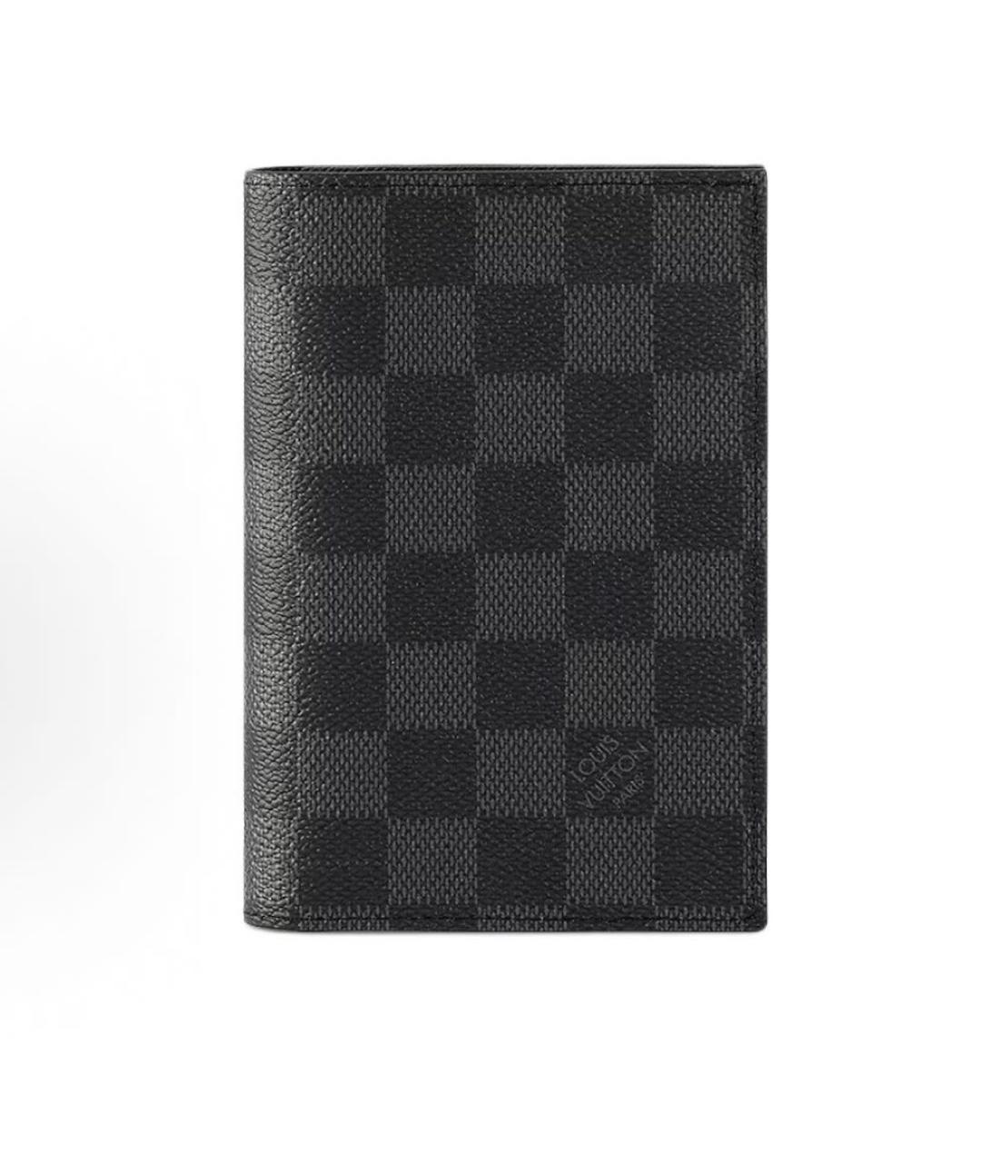 LOUIS VUITTON Антрацитовый кожаный кошелек, фото 5